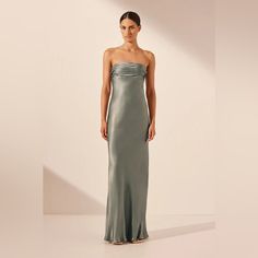 Shona Joy Sage Green Maxi Dress - Worn Once, Altered For 5'4 Height. Shona Joy La Lune, Sage Green Maxi Dress, Shona Joy Dress, Dress Sage, Sage Dress, Shona Joy, Maxi Dress Prom, Strapless Maxi, Grad Dresses