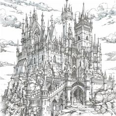 Dive into Horror Coloring Pages - Artistic Joy Horror Coloring Pages, Castle Coloring Page, Castle Exterior, Castle Drawing, Interactive Experience, Kids Exploring, Cat Clipart