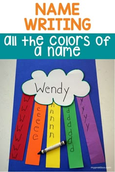 a poster with the name writing all the colors of a name