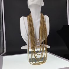 "In excellent condition Signed Christian Dior 1958 Clasp unfolds then slides out, a high quality piece that lets the necklace lay around your neckline beautifully. Clasp 1.5\" long 18.5\" shortest 7\" drape In Fabulous condition, no fading or wear, looks excellent." Luxury Multi-strand Gold Necklace, Luxury Yellow Gold Multi-strand Necklace, Vintage Christian Dior Necklace, Vintage Multi-strand Gold-tone Chain Necklace, Givenchy Necklace, Vintage Gold-tone Multi-strand Necklaces, Golden Warriors, Lion Earrings, Vintage Crystal