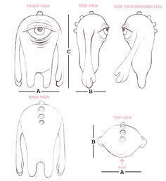 the instructions for how to draw an alien head with eyes and nose, from top view to bottom view