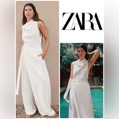 Questions? Leave A Comment Below! Chic Summer Pantsuit For Day Out, White Zara Jumpsuits And Rompers For Summer, Summer Wide-leg Pantsuit For Party, Zara Wide Leg Summer Pantsuit, Zara Summer Wide Leg Pantsuit, Zara Summer Wide Leg Jumpsuits And Rompers, Chic Fitted Summer Pantsuit, Zara Summer Party Pantsuit, Zara Jumpsuit