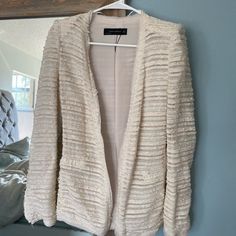 Padded Shoulders, Little Blazer Style. Never Worn. Chic Cream Tweed Jacket For Spring, Spring Cream Tweed Blazer, Zara Spring Tweed Blazer, Spring Zara Tweed Blazer, Zara Tweed Blazer, Zara Tweed, Blazer Style, Tweed Blazer, Zara Jackets