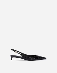 Crocodile-print calfskin slingbacks: Black 30-mm heel Kidskin insole with branded label Branded leather sole Item comes with a branded dust bag Made in Italy Dg Logo, Dark Style, Silver Pumps, Crocodile Print, Slingbacks, Slingback Heel, Slingback Pump, Wedge Boots, Pump Sandals