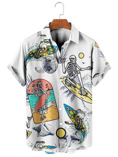 The best hawaiian shirts for men, hawaiian shirt for women and kids are available, designed just for you. Fabric: four-way stretch (95% polyester and 5% spandex) Regular fit Fabric Weight: 120 g/m². Care Instruction: Machine washes cold with similar colors, do not bleach, tumble dry low, do not iron, and do not dry clean. Reliable quality Refreshing and breathable, comfortable material, No DISCOLORATION after long washing. Hight Quality Fabric High quality fabric is soft and comfortable, and its Cool Hawaiian Shirts, Print Graphic, Mens Hawaiian Shirts, Printed Sleeves, Comfy Outfits, Casual Shirts For Men, 3d Print, Hawaiian Shirt, Printed Shorts