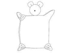 a drawing of a teddy bear peeking out from behind a pillow with its head sticking out