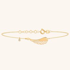 "A stunning gold angel wing bracelet that will elevate your jewelry collection. This gold bracelet is all you need to give an edge to your look, with a strong gold chain and a stunning angel wing charm. ‣ 2 Years Warranty ‣ Free Express International Shipping ‣ Free returns within 30 days from the order date Features * Made to Order. * Material: Solid Gold (real solid gold, no gold-filled or no gold plated material) * Gold KT: 14K * Choice of Gold Color: Yellow Gold, Rose Gold, White Gold * Gem 14k Yellow Gold Diamond Bracelet With Single Diamond, 14k White Gold Diamond-cut Bracelets, 14k White Gold Diamond Cut Bracelets, White Gold 14k Diamond-cut Bracelets, White Gold 14k Diamond Cut Bracelets, 14k Gold Bracelets With Diamond Accents, Gift Diamond Bracelet With Accents In 14k Gold, Gift 14k Gold Diamond Bracelet With Accents, 14k Gold Diamond Bracelet As Gift