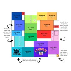 the back to school floor plan is shown with arrows pointing in different colors and directions