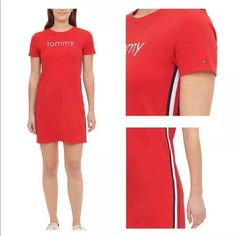 Features: Medium Red (Scarlet) Embroidered Logo Knit Body Logo Tape Along Sides Flat Seams Soft Cotton Fabric Made In Vietnam Fabric Content: 95% Cotton | 5% Elastane Size/Fit: Sizes: S-Xl Size Conversion: S=4-6 | M=6-8 | L=8-10 | Xl=12-14 Body Length (In): S=35.5" | M=36" L=36.5" Xl=37 Red Crew Neck Summer Dress, Red Crew Neck Dress For Summer, Red Crew Neck Dress For Spring, Tommy Hilfiger Cotton Short Sleeve Dress, Casual Short Sleeve Dress By Tommy Hilfiger, Body Logo, Logo Knit, Tommy Hilfiger Dresses, Logo T Shirt