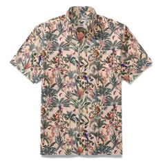 The design depicts the vibrancy of the colour, happy lives of flora and fauna. The scene that would make you want to get lost in the lively and joyful jungle! 100% Cotton  Classic fit: Cut with a little extra room through the chest and body, with side vent and back box pleat for relaxed comfort  Button-down collar  Pri Shirts For Mens, Aloha Beaches Shirt, Shirt Detail, Elements Of Style, Men's Button Down Shirt, Shirt Dress Casual, Beach Shirt, Casual Summer Shirts, Aloha Shirt