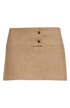 The Spanish designer draws inspiration from the low-slung silhouettes of Y2K for this twill micromini skort designed with an ultrawide waistband. Front snap closure 63% recycled cotton, 27% recycled polyester, 8% viscose, 2% elastane Hand wash, line dry Made in Spain Designer Clothing Modern Summer Skort, Beige Fitted Short Skort, Fitted Beige Short Skort, Modern Fitted Short Skort, Modern Fitted Short Length Skort, Modern Skort For Summer Workwear, Paloma Wool, Fabric Gift Bags, Nordstrom Store