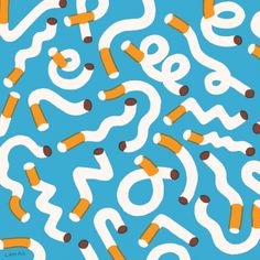 an image of a blue background with orange and white letters on it that are shaped like question marks