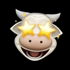 a cartoon cow with three stars on its head