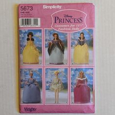 the front cover of a sewing pattern for princess costumes