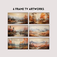 six paintings with the title 6 frame tv artworks