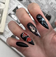 Naruto Nails, Gothic Nail Art, Anime Nails, Diy Acrylic Nails, Nails Fake, Classy Acrylic Nails, Pretty Gel Nails, Pink Acrylic Nails, Fire Nails