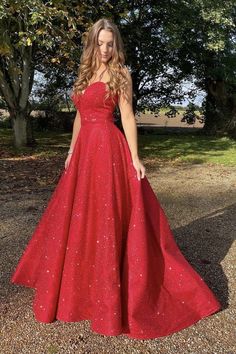 Red Evening Gown, Sparkly Prom Dress, Evening Gown Dresses, Cute Prom Dresses, Dresses Ideas, Red Sequin, Gown Dress, Stretch Satin, Red Prom Dress