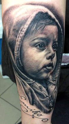 Tattoo Artist - Andy Engel - children tattoo Mom Baby Tattoo, Portrait Tattoo Sleeve, Best Tattoo Ever, Father Tattoos, Worlds Best Tattoos, Tattoo For Son, Dad Tattoos, Diy Tattoo, Baby Tattoos