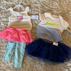 Nwt! Yay! Super Cute Baby Girl Outfit! Cat And Jack, Navy Tutu Skirt And Shirt Sleeve Top. Helps Cutie - Carters Outfit, Onesie Top And Pants With Tutu Both Size 6 Month Non Smoking Home. Bundle And Save! Stretch Playtime Sets For Summer, Stretch Sets For Summer Playtime, Cute Spring Play Sets, Cute Fitted Playtime Sets, Cute Fitted Sets For Playtime, Pink Play Sets For Spring, Pink Spring Play Sets, Cute Blue Sets For Playdate