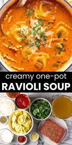 this creamy one pot ravioli soup is the perfect way to use up leftover pasta