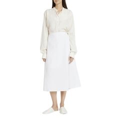 THE ROW "Fleur" skirt featuring tie waist gathering High waist Hem falls below the knee A-line silhouette Cotton Made in Italy Bergdorf Goodman, The Row, Midi Skirt, Tops Designs, High Waisted, Luxury Fashion