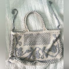 Like New, Never Used. Excellent Condition, No Blemishes. Awesome Sized Tote, Great For Travel Or To Use As A Beach Bag. White Top Handle Crochet Bag For Shopping, Luxury White Crochet Bag, White Luxury Crochet Bag, White Crochet Travel Bag With Top Handle, White Crochet Top Handle Bag With Braided Handles, White Crochet Tote Bag With Top Carry Handle, White Rectangular Crochet Bag For Shopping, White Crochet Top Handle Bag, White Crochet Tote Bag For Shopping