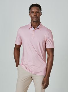 While our performance polos are ideal for functional movement, they are also stylish. The contrast edges add the signature 7DIAMONDS detail, while the fit will keep your comfort level optimal through out the day. Details Models is 6'1" and wears a size medium. Care: Machine wash cold on delicate cycle with similar colors. Do not use products containing bleach, oil or alcohol. Iron on low if needed. Hang to dry. Composition: 92% Polyester | 8% Spandex | 7DIAMONDS Men's Afton Polo Shirt in Dusty R