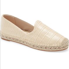 This Sleek Leather Flat With Jute Roping Along The Midsole Is An Easy And Breezy Choice For Warmer-Weather Outings. Leather Upper/Synthetic Lining And Sole Imported Women's Shoes Cream Flats With Woven Sole For Spring, Comfortable Cream Flats For Spring, Beige Slip-on Espadrilles With Flat Heel, Cream Espadrilles With Textured Sole For Spring, Beige Cushioned Flats For Spring, Cream Slip-on Flats For Spring, Chic Beige Espadrilles With Woven Sole, Spring Cream Espadrilles With Textured Sole, Spring Cream Slip-on Flats