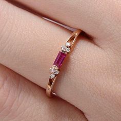 Amazing Women's Lab Created Pretty Accent Ring With Ruby in 935 Argentium Silver | eBay Engagement Ring Baguette, Baguette Engagement Ring, Ring Baguette, Stacked Wedding Bands, Wedding Rings Round, Gold Rings Fashion, Gold Ring Designs, Fine Ring, Ruby Engagement Ring