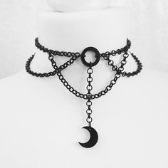 Symbolic Metal Clavicle Chain Jewelry, Mystical Metal Round Pendant Jewelry, Mystical Round Pendant Metal Jewelry, Gothic Sterling Silver Chain Jewelry, Metal Moon Phase Choker Necklace, Spiritual Metal Round Pendant Jewelry, Spiritual Metal Jewelry With Round Pendant, Spiritual Metal Jewelry With Adjustable Chain, Spiritual Round Pendant Metal Jewelry