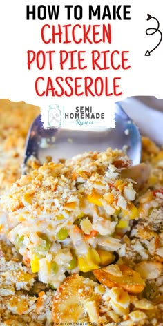 chicken pot pie casserole with text overlay