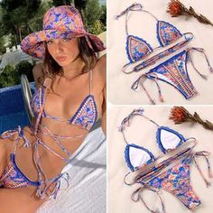 Adjustable Swimwear For Beach Vacation, Adjustable Printed Swimwear For Pool, Adjustable Printed Swimwear For The Pool, Bohemian Adjustable Swimwear For Poolside, Adjustable Multicolor Swimwear For Summer, Bohemian Multicolor Swimwear For Pool, Bohemian Triangle Top Swimwear For Swimming, Bohemian Swimwear For Pool Vacation, Bohemian Multicolor Adjustable Swimwear