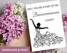 a card that says, will you be part of my quinceenara court?