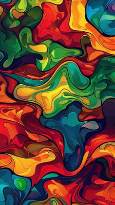 an abstract painting with different colors and shapes