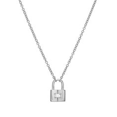 Padlocks in jewelry are a timeless symbol of love, commitment and our connections to one another. Celebrate love with this adorable, hand-crafted high polish padlock pendant necklace, highlighted with a stunning baguette diamond, hung from a 16-18" adjustable chain. Luxury Charm Necklaces With Cable Chain, Elegant Lock Necklace For Anniversary, Luxury Charm Necklaces For Anniversary, Elegant Everyday Necklaces With Lock Detail, Roblox Necklace T Shirt, Roblox Necklace, Roblox Essentials, Cow Aesthetic, Hoodie Roblox