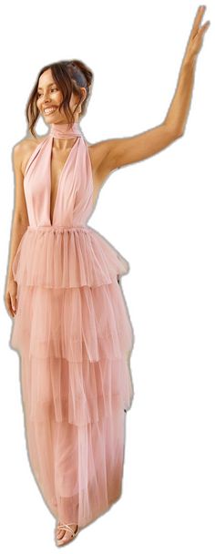 Tiered Tulle Skirt, Tulle Maxi Dress, Pink Maxi Dress, Halter Neckline, Dress Pink, Tulle Skirt, Maxi Dress, Pink, How To Wear