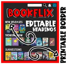 the bookflix logo with an arrow pointing to it