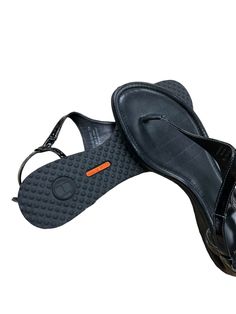 Brand: COLE-HAAN Style: SANDALS FLIP FLOPS Color: BLACK Size: 7.5 SKU: 129-5836-10101 CONDITION: GENTLY USED Black Summer Flip Flops For The Pool, Black Slip-on Flip Flops For Summer, Black Slip-on Summer Flip Flops, Black Slip-on T-strap Sandals For Beach, Black T-strap Sandals With Cushioned Footbed For Vacation, Black T-strap Sandals With Cushioned Footbed, Black T-strap Sandals With Removable Insole And Flat Heel, Black T-strap Sandals With Textured Footbed, Black T-strap Flip Flops With Cushioned Footbed