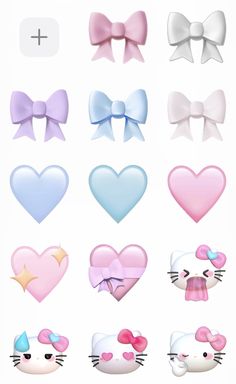 a bunch of different types of bows on a white background with text that says hello kitty