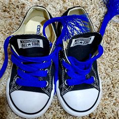 Boys Black White Converse With Blue Laces. Worn Once For Wedding And Never Again. Great Brand New Look. Converse Shoes Boys, Black White Converse, Boys Converse, Black And White Converse, Converse Black, Kids Converse, White Converse, Never Again, Converse Shoes