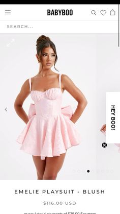 Mini Hoco Dress, Baby Pink Bow, Dresses With Bow, Dress For Teens, Pink Bow Dress, Brunch Outfits