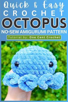 an octopus made out of yarn with the title quick and easy crochet octopus - sew amigurum pattern