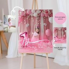 Editable Floral Pink Photo Birthday Welcome Sign Template | First Birthday Pink and White Party Poster | Any Age Princess 1st Birthday  Celebrate your little one's special day with our Editable Floral Pink Photo Birthday Welcome Sign Template. This beautiful and customizable welcome sign is perfect for any birthday celebration, especially a princess-themed first birthday. 🌸 Product Features: Editable Template: Easily customize the text and add your child's photo to make it uniquely yours. Floral Design: Elegant pink and white floral design with balloons, perfect for a princess-themed party. Versatile Use: Suitable for any age birthday celebration. High-Quality: Designed with high-resolution graphics for a professional look 🌸 Perfect For: First Birthday Parties Princess-Themed Celebration First Birthday Princess Theme, Birthday Welcome Board Entrance, Princess Milestone Board, Birthday Welcome Board With Photo, Pink And White Party, Fairy Birthday Welcome Sign, Pink Birthday Welcome Sign, First Birthday Pink, Birthday Welcome Sign