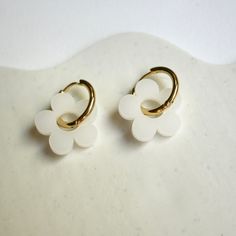 Everyday White Huggie Jewelry, White Hypoallergenic Huggie Jewelry, Trendy White Huggie Earrings For Everyday, Hypoallergenic White Huggie Jewelry, Everyday Trendy White Huggie Earrings, Nickel Free White Huggie Jewelry, Nickel-free White Huggie Jewelry, Cute White Huggie Jewelry, White Nickel-free Huggie Jewelry