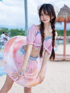 ❤︎Girly Frill Summer Beach Separate Swimsuit❤︎ Cute Swimwear One Piece, Cute Swimwear, Swimwear One Piece, Beach Covers, Hot Springs, Cute Shoes, Skirt Fashion, No Frills, Cute Hairstyles