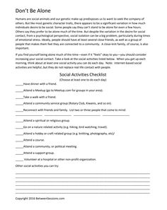 This worksheet is designed to help people see the importance of social activities as an integral part of mental health. It gives individuals a list of possible social activities to do each day. 1 page. Worksheets For Mental Health, Health Worksheets, Domestic Partnership, Mental Resilience, Cbt Worksheets, Counseling Worksheets, Free Mental Health, Message Bible