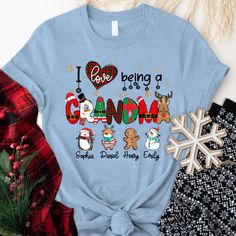 I love Being A Grandma Christmas CTL01 T-ShirtGreat as Birthday gifts or Holiday presents. This adorable item can be designed upon anyone's wish with any title. Please enter: 1. Nickname. ie. Grandma, Nana, Mimi, ...etc. 2. Kids' Names wanted on the shirt (Names separated by commas) All items are made to order. * Please be aware that the physical product's colors may differ slightly from the mockup. Brand: Gildan Classic unisex cut makes this easy to fit the body. Material: Heavyweight fabric Sp Gingerbread Truck, Being A Grandma, Grandma Christmas, Make Your Own Shirt, Custom Made T Shirts, Grandmas Christmas, Grandma Shirt, Flat Collar, The Way Home