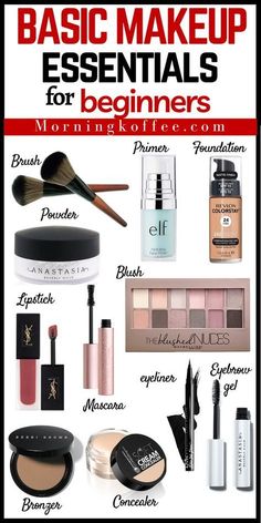 Makeup Items For Beginners, Basic Makeup Items, Makeup Essentials For Beginners, Basic Makeup For Beginners, Basic Makeup Kit, Make Up Essentials, Beginner Makeup Kit, Bentuk Alis, Makeup Starter Kit