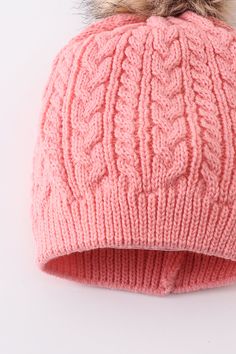 Bubblegum pink cable knit pom pom beanie hat baby toddler adult 100% Acrylic Baby: width 6.5 inch, height 10 inch Kids: width 6.8 inch, height 11 inch Adult: width 7.1 inch, height 11.5 inch flat lay measurement: width & height(include pom pom) HAT-007 Cute Soft Pink Hat, Pink Warm Casual Bonnet, Warm Pink Casual Bonnet, Casual Warm Pink Bonnet, Playful Pink Crochet Hat For Winter, Cute Pink Winter Beanie, Cozy Warm Pink Hats, Pink Knitted Beanie One Size Fits Most, Pink Knitted Beanie (one Size Fits Most)