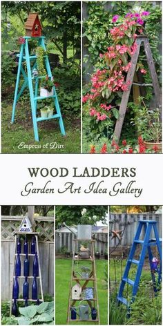 wood ladders garden art idea gallery with pictures of them in different colors and sizes